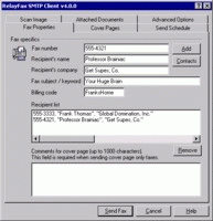 RelayFax: Client Fax Properties screen shot