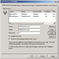 RelayFax: Mail Sources screen shot